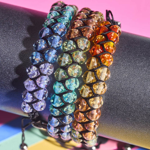 Chakra arc-en-ciel | Bracelet en verre transparent Luciole